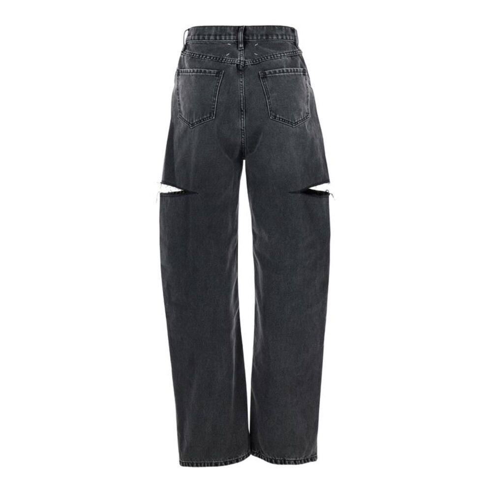 Maison Margiela Women Five-Pocket Design Ripped Black Cotton Denim Jeans Woman - Picture 2 of 3